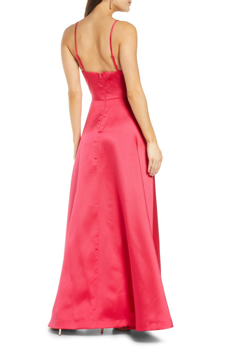 Sequin Hearts Square Neck Mikado High/Low Gown, Alternate, color, 