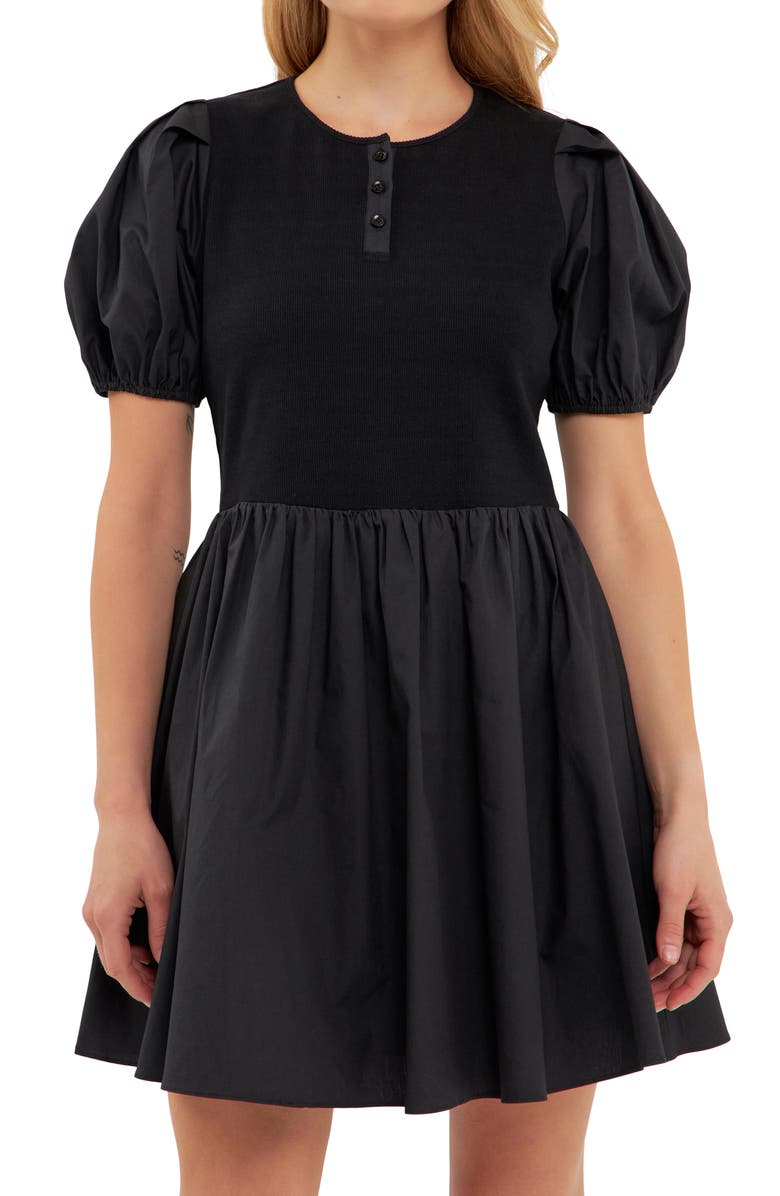English Factory Mixed Media Henley Minidress, Alternate, color, 