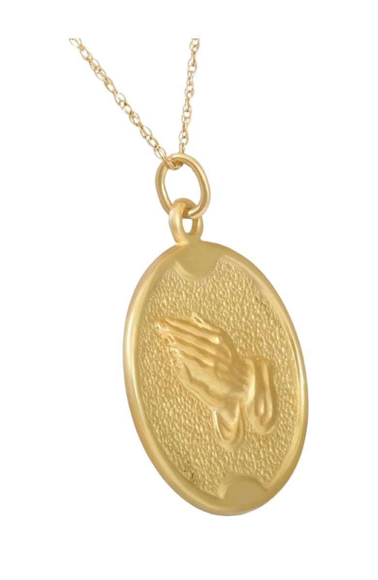 Bliss Diamond 14k Gold Prayer Hands Medal Pendant  .5" Tall 2.5 Grams, Alternate, color, 