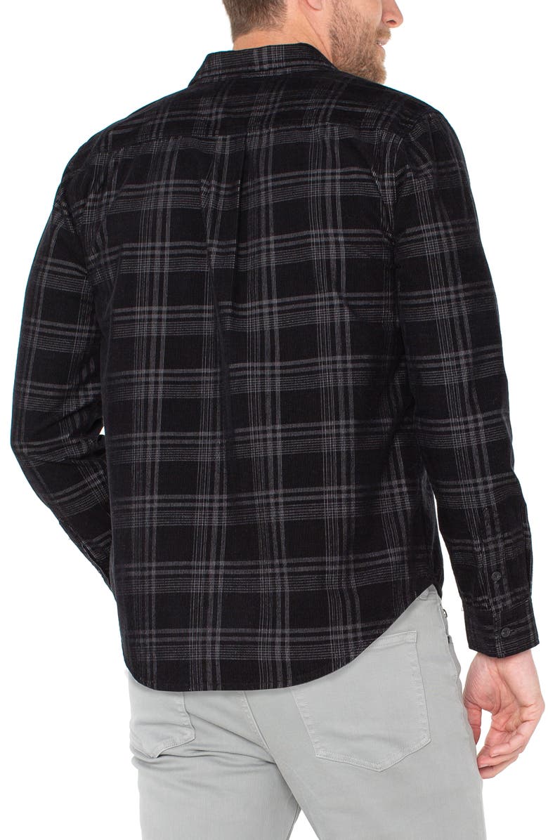 Liverpool Plaid Corduroy Button-Up Shirt, Alternate, color, Black/ Grey