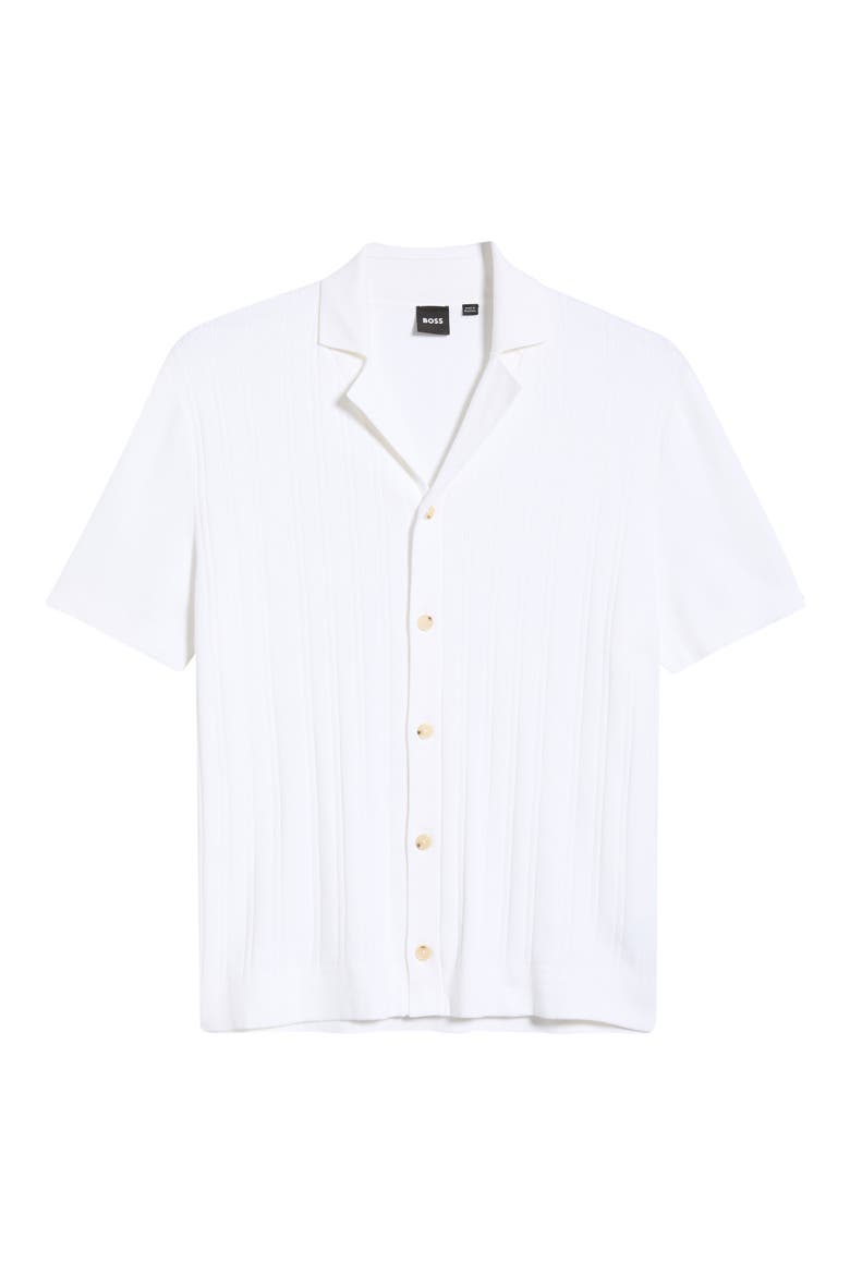 C-Neri Button Front Short Sleeve Shirt, Main, color, WHITE