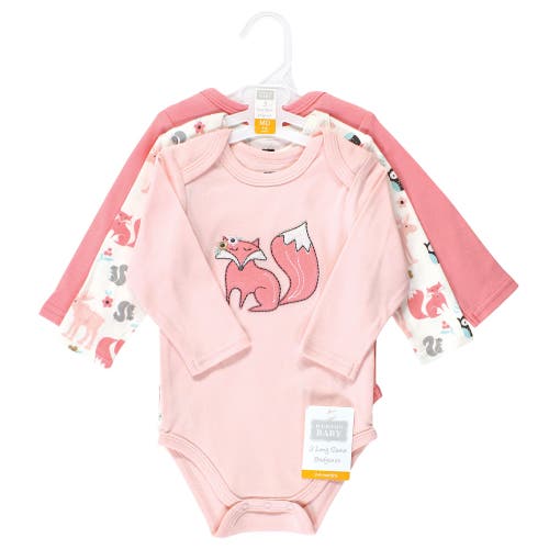 Hudson Baby Essential All-cotton Long-sleeve Bodysuit Triple Pack In Animal Print