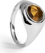 Monica Vinader Eclipse Sterling Silver Tiger's Eye Signet Ring