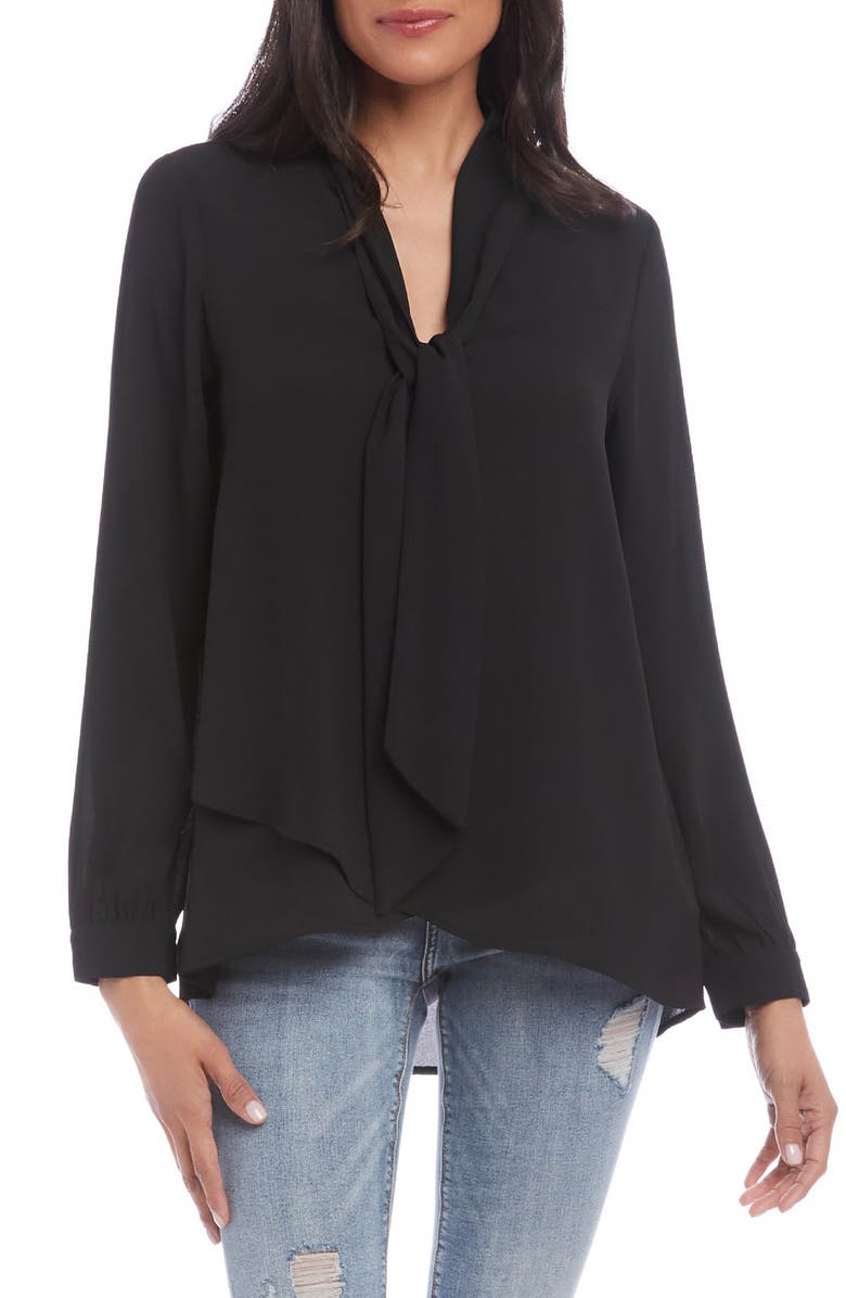 Karen Kane Tie Neck Tie Neck Crossover Top, Main, color,