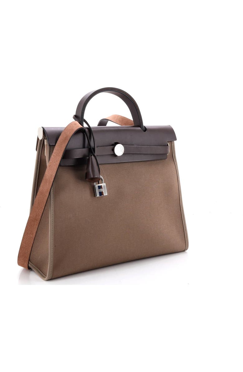 Pre-Owned Hermes Herbag Zip Leather and Toile 31, Alternate, color, Etoupe