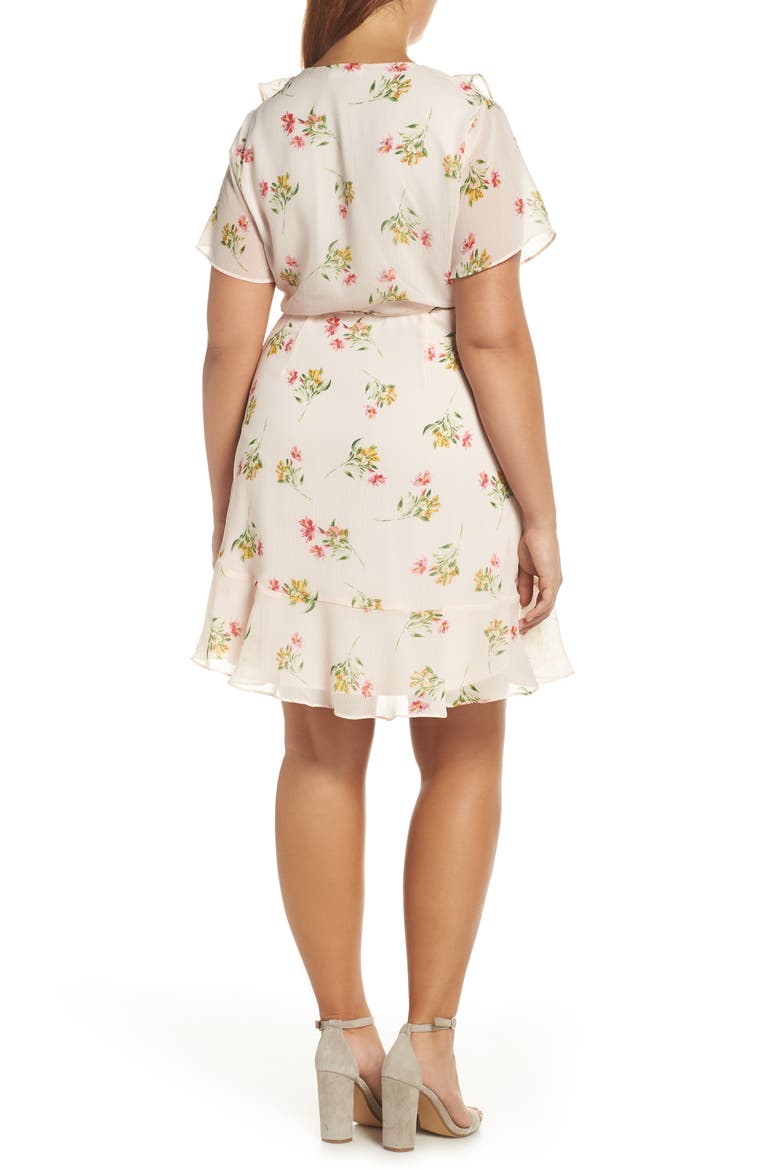 Colie Ruffle Wrap Dress, Alternate, color, PEACH FLORAL