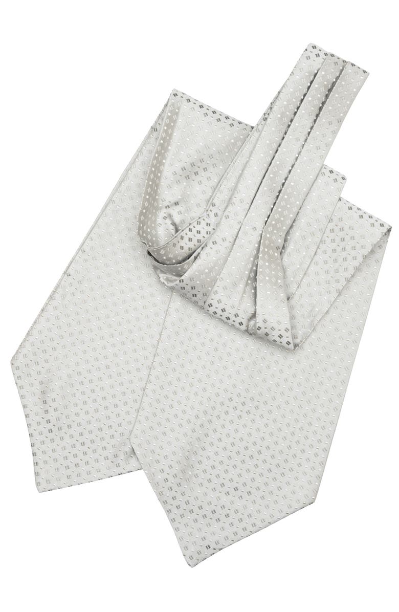 Elizabetta Valentino - Silk Ascot Cravat Tie for Men, Alternate, color, Silver