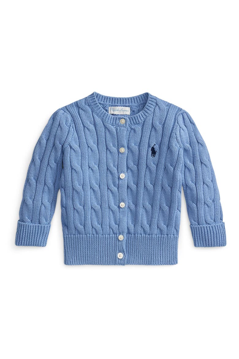 Cable Stitch Cotton Cardigan, Main, color, CAMPUS BLUE
