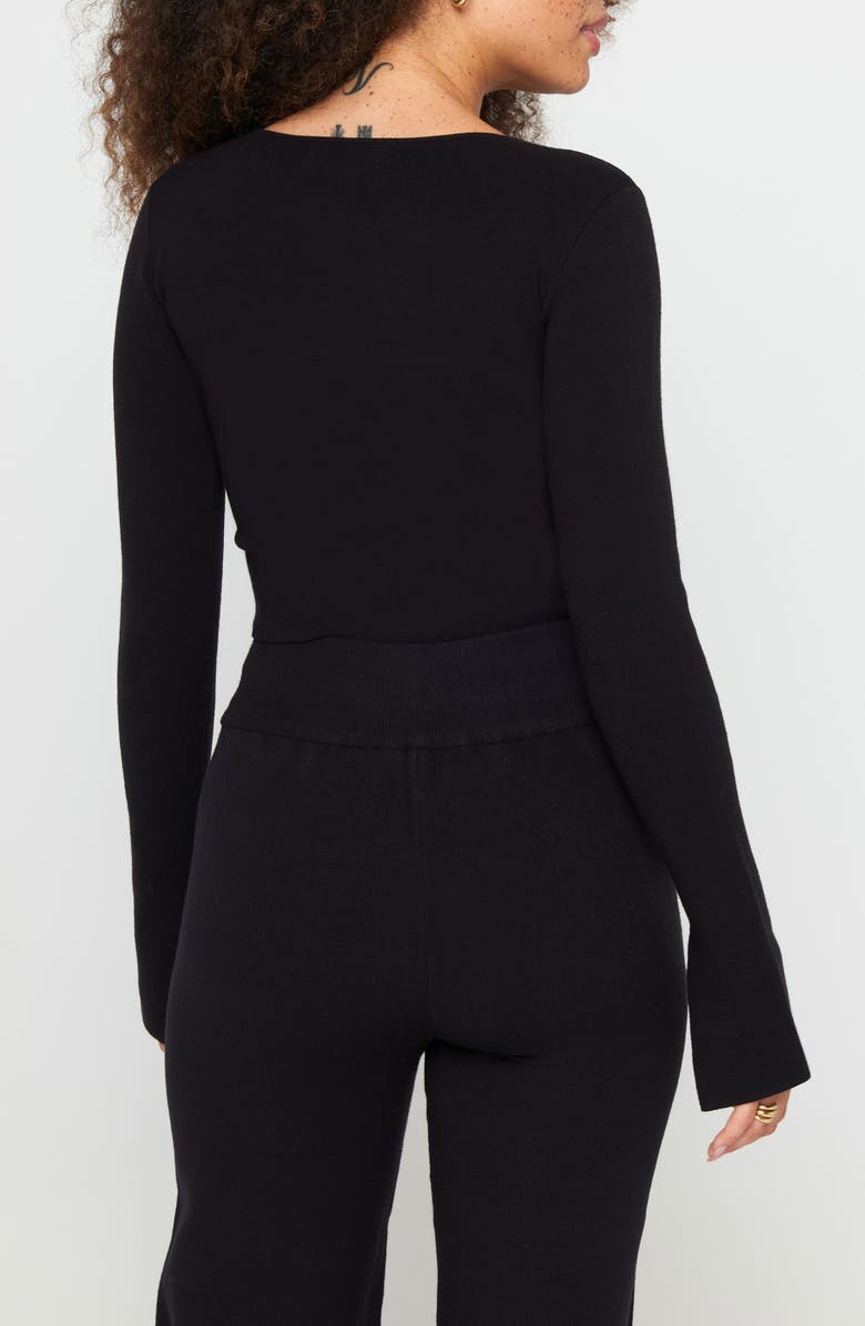 Spiritual Gangster Hadley Wrap Crop Sweater, Alternate, color, Black