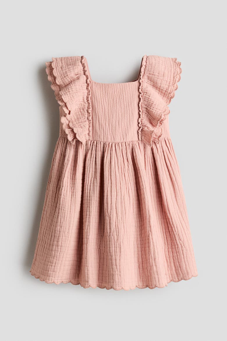 Scalloped-trim Dress, Alternate, color, Light dusty pink