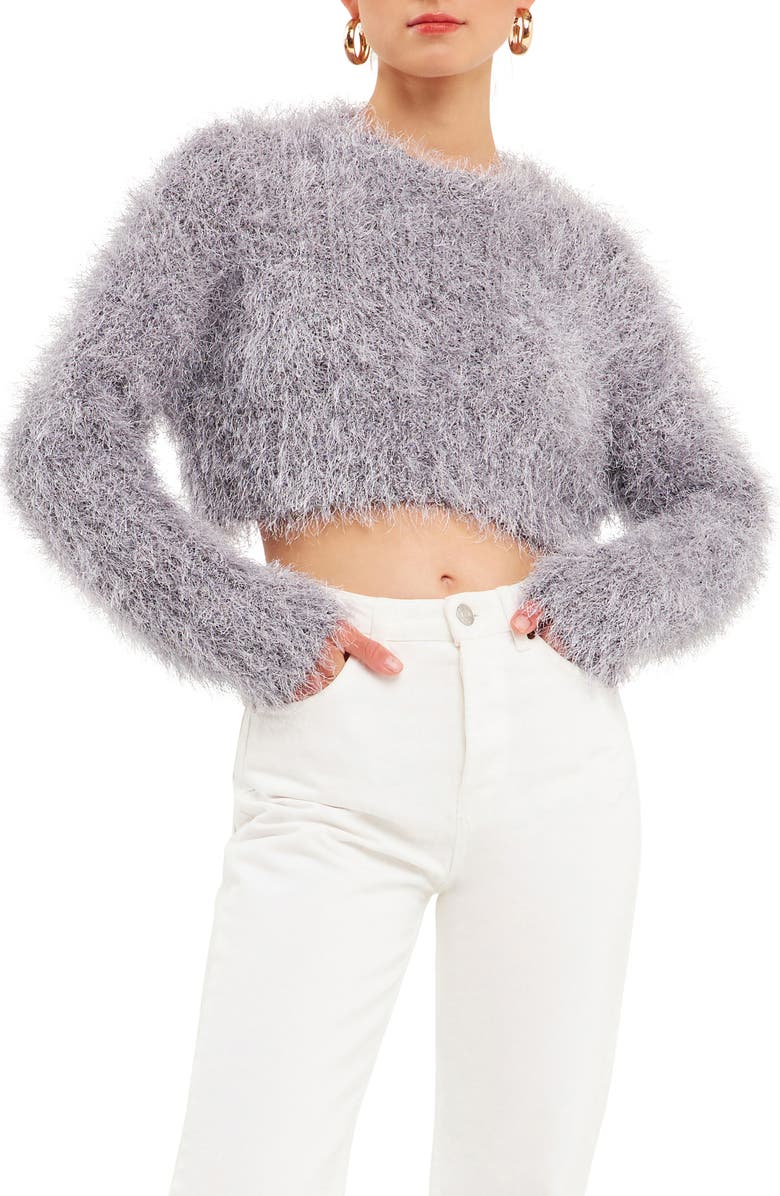 Endless Rose Feathered Crop Sweater, Main, color, 