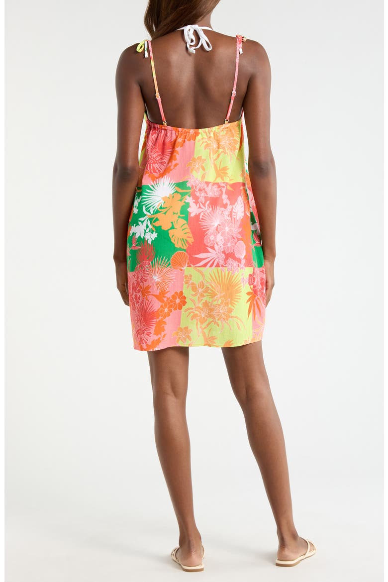 Floral Print Cover-Up Dress, Alternate, color, GREEN/ PINK MULTI