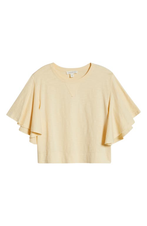 Shop Treasure & Bond Flutter Sleeve Cotton T-shirt In Beige Gelato