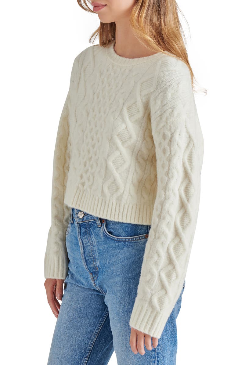 Steve Madden Kessie Tie Back Cable Stitch Sweater, Alternate, color,