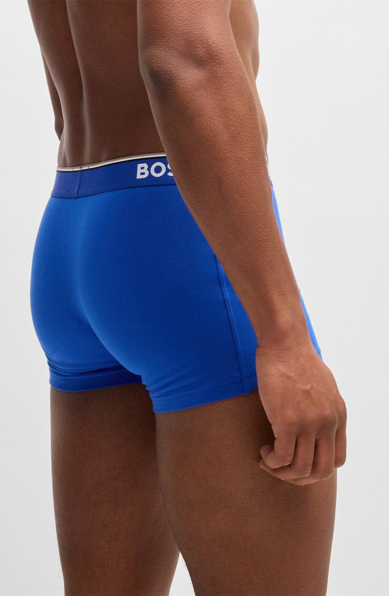 BOSS Assorted 3-Pack Power Stretch Cotton Trunks, Alternate, color, Blue Multi