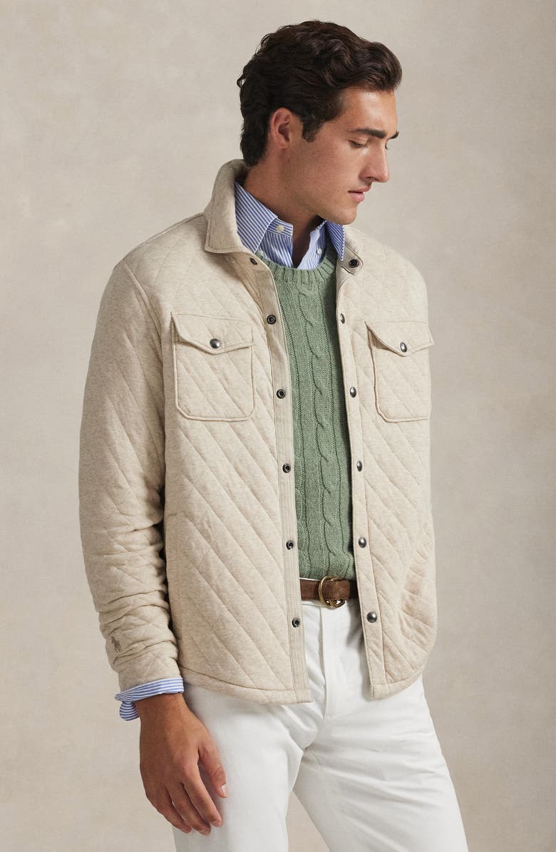 Polo Ralph Lauren Quilted Jersey Overshirt, Alternate, color, Expedition Dune Heather