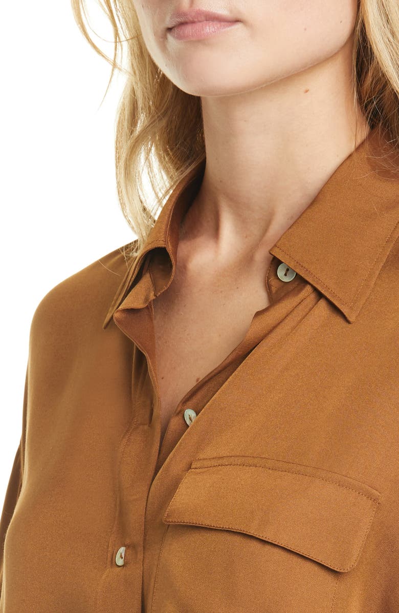 Vince Easy Utility Silk Blend Button-Up Shirt, Alternate, color,