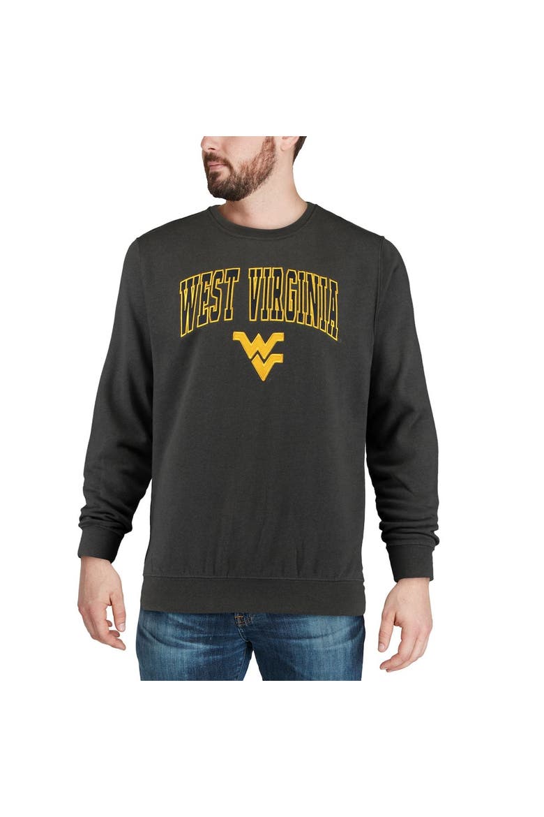 Men's Colosseum Charcoal West Virginia Mountaineers Arch & Logo Crew Neck Sweatshirt, Alternate, color, Charcoal