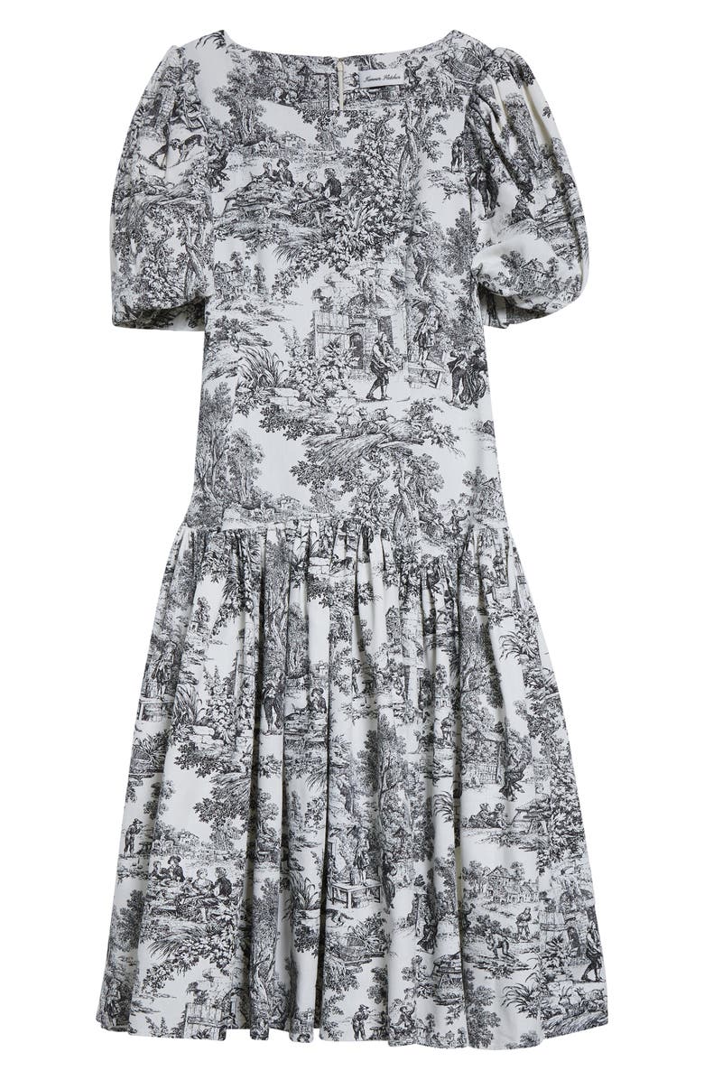 Tanner Fletcher Gender Inclusive Connie Drop Waist Toile de Jouy Midi Dress, Alternate, color, 