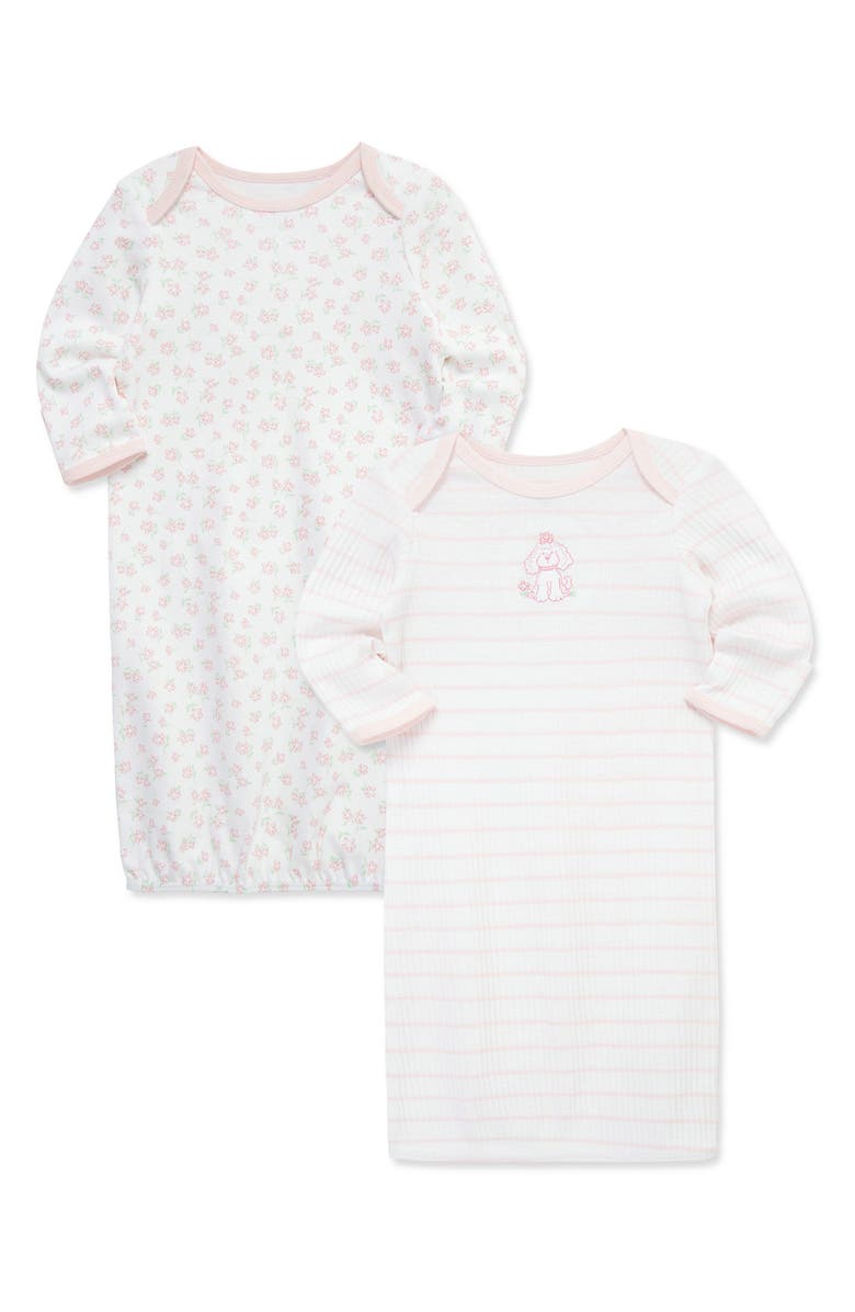 Little Me Pretty Pink 2-Pack Organic Cotton Gowns, Alternate, color, Pink