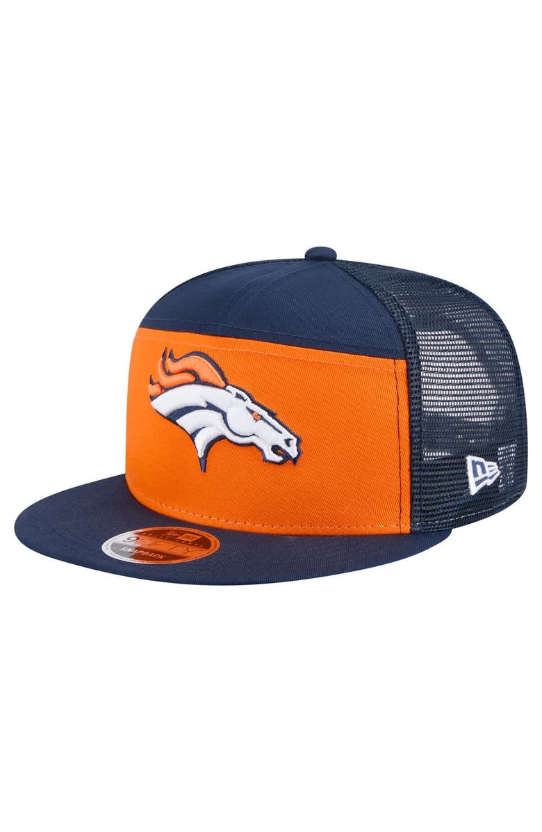 New Era Men's New Era Orange/Navy Denver Broncos Outdoor Split Panel 9FIFTY Snapback Hat, Main, color, 