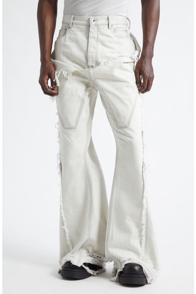 Slivered Shredded Bootcut Jeans, Main, color, MILK WASH
