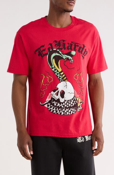 Rhinestone Cobra Skull Graphic T-Shirt