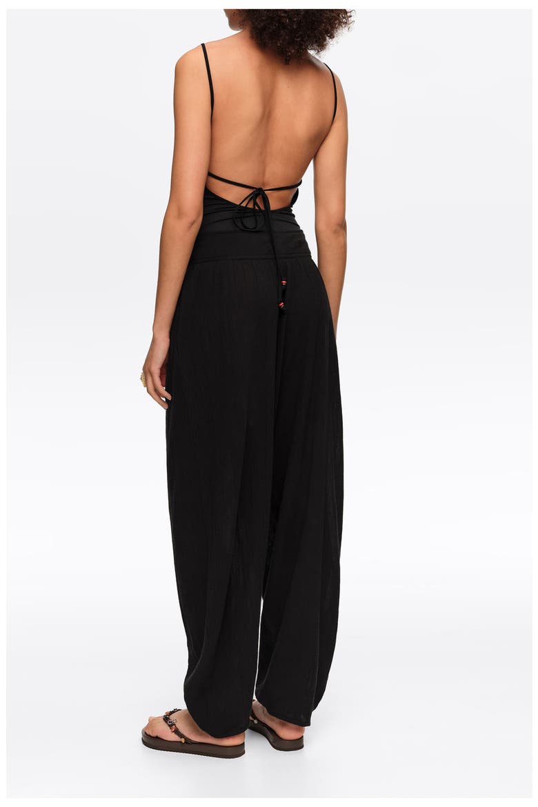 Textured Cotton Harem Trousers, Alternate, color, BLACK