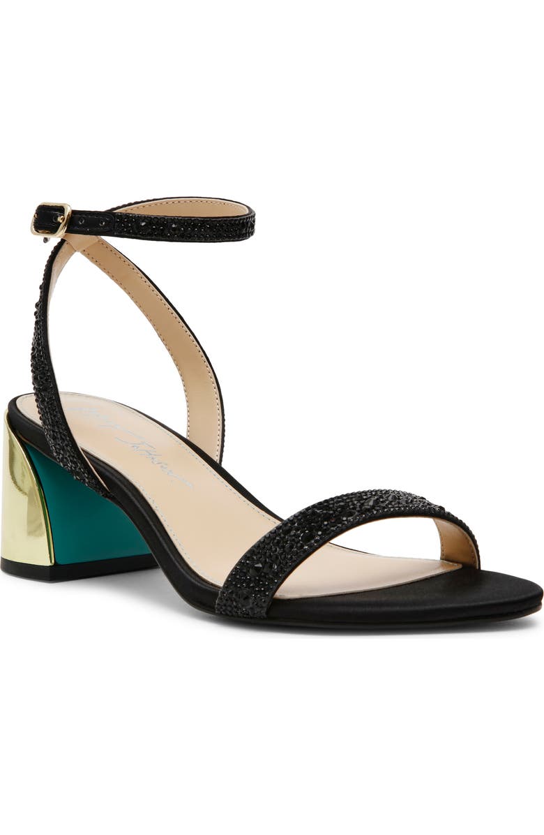 Betsey Johnson Jean Ankle Strap Sandal, Main, color, Black