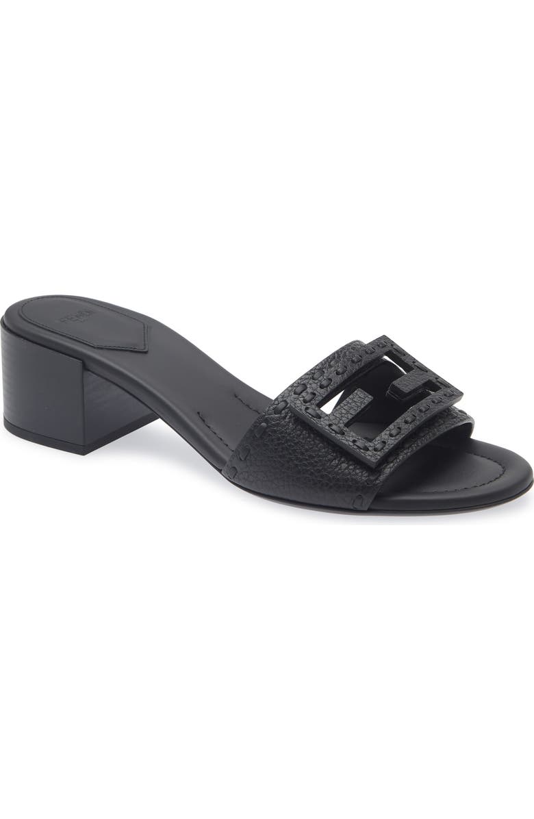 Fendi Baguette Slide Sandal, Main, color, Nero