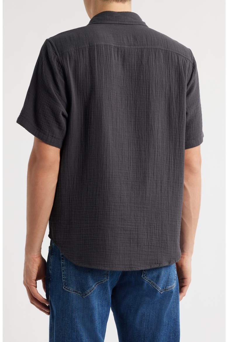Duo Short Sleeve Gauze Button-Up Shirt, Alternate, color, GREY PHANTOM