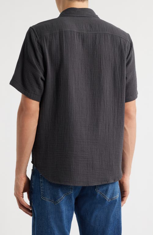 Treasure & Bond Duo Short Sleveve Gauze Button-up Shirt In Black
