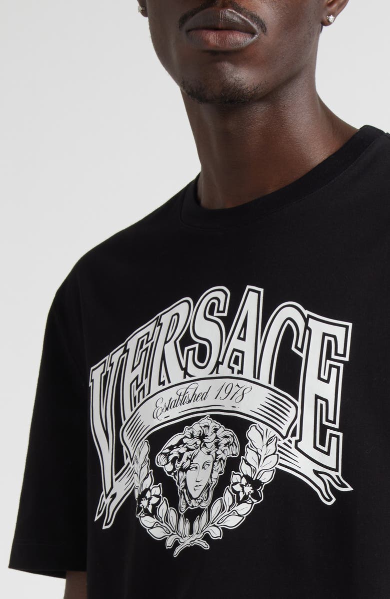 Versace Medusa Logo Compact Cotton Graphic T-Shirt, Alternate, color, Black