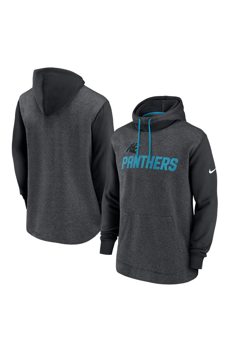 Nike Men's Nike Heathered Charcoal/Black Carolina Panthers Surrey Legacy Pullover Hoodie, Alternate, color, 