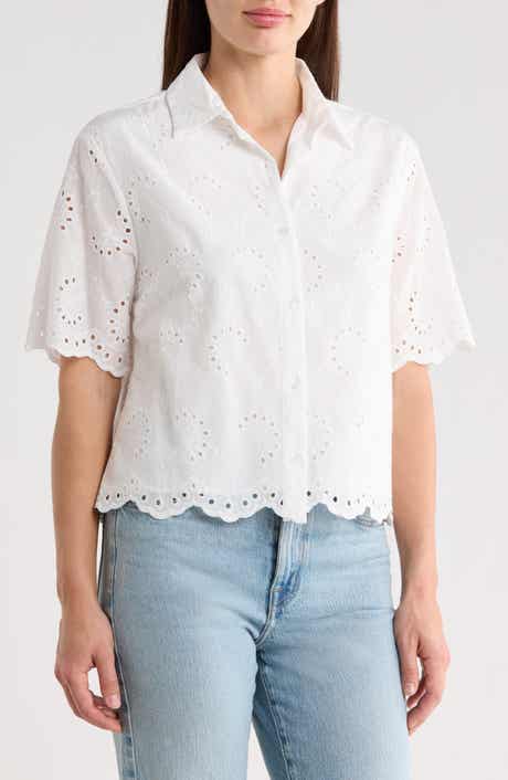 Forgotten Grace Eyelet Embroidery Button Up Shirt