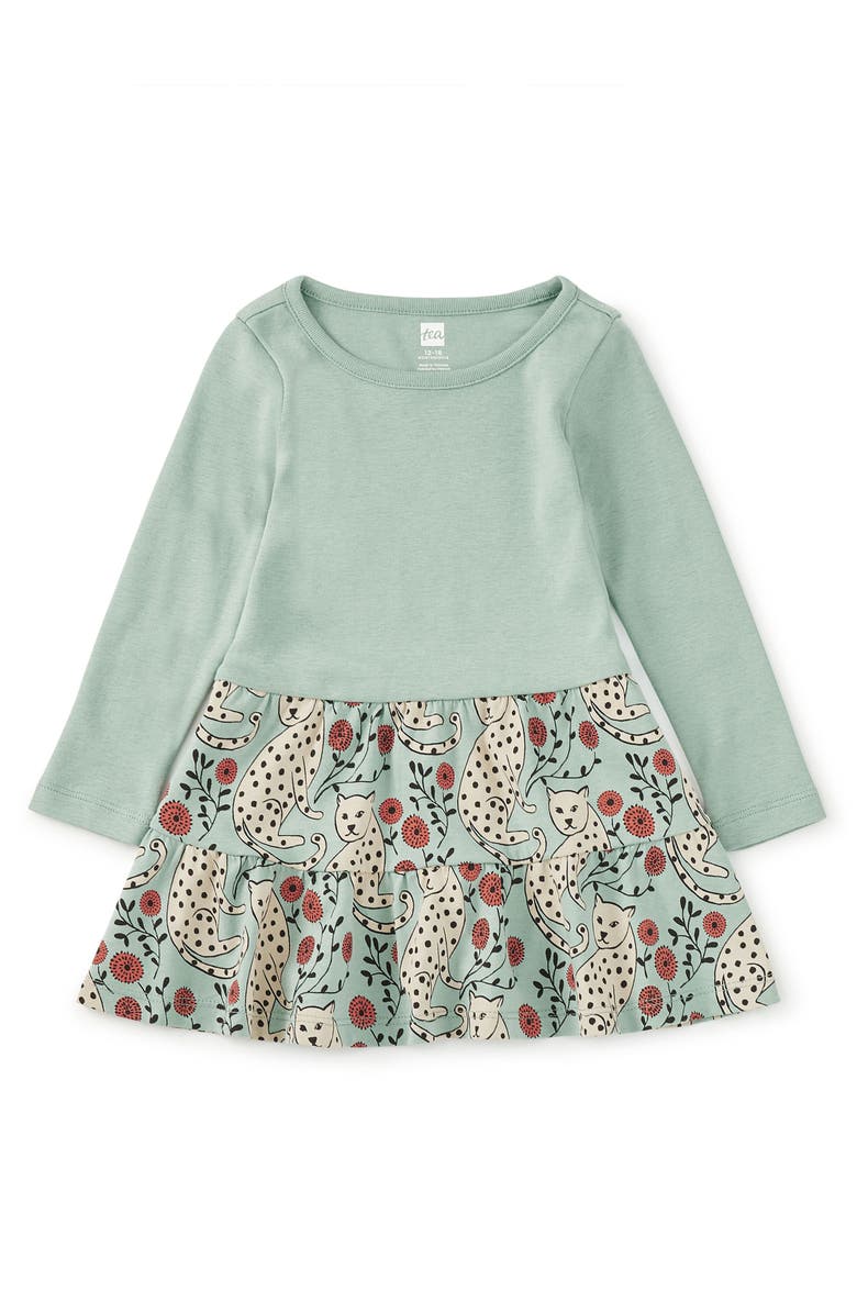 Tea Collection Tiered Skirted Twirl Dress, Alternate, color, Leopard Floral