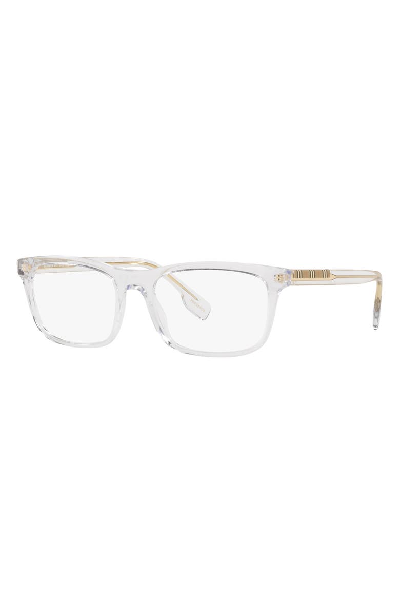 Burberry 55mm Icon Stripe Detail Square Optical Glasses, Alternate, color, Clear Beige