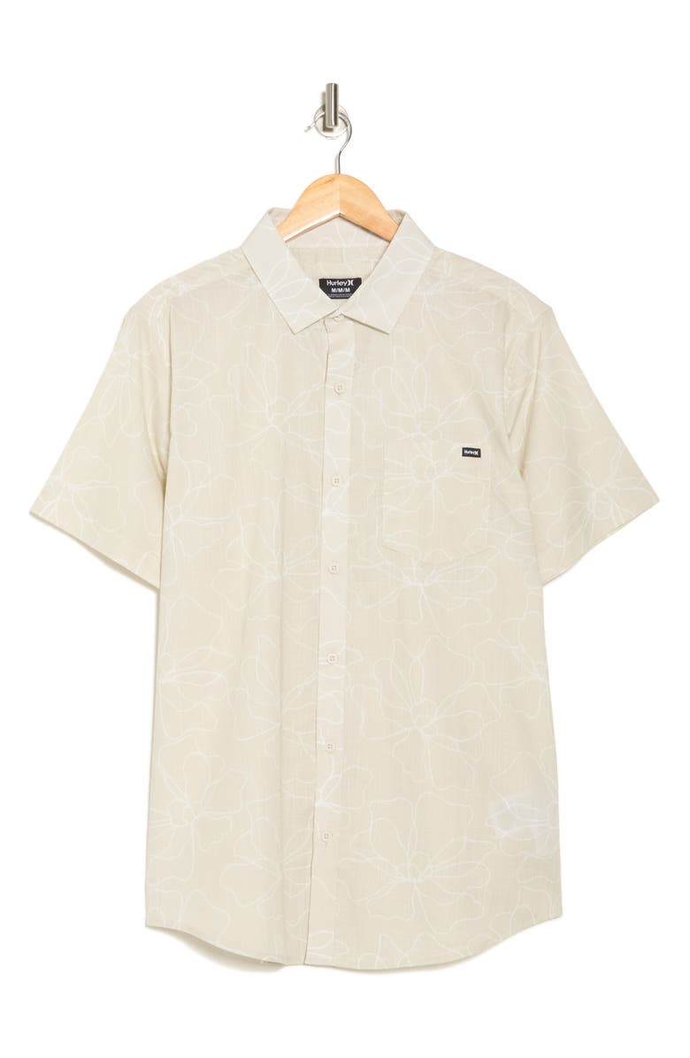 Hurley Caryota Short Sleeve Cotton Button-Up Shirt, Alternate, color, Bone