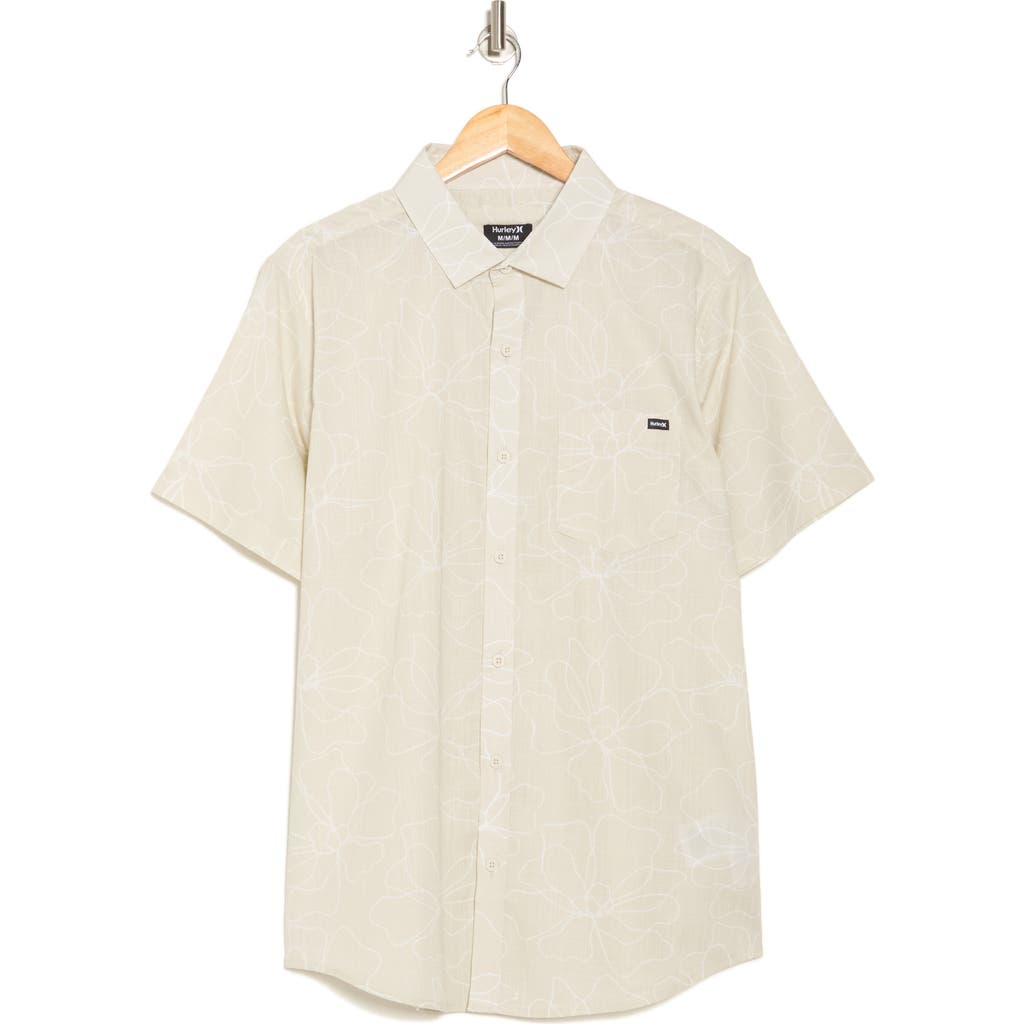 Hurley Caryota Short Sleeve Cotton Button-up Shirt In Neutral