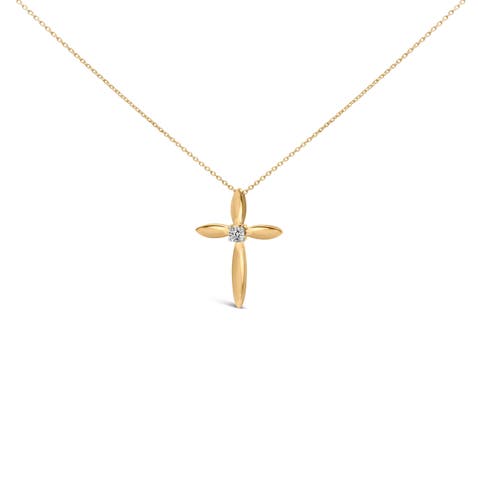 Gold Vermeil Diamond Accent Ribbon Pendant Necklace