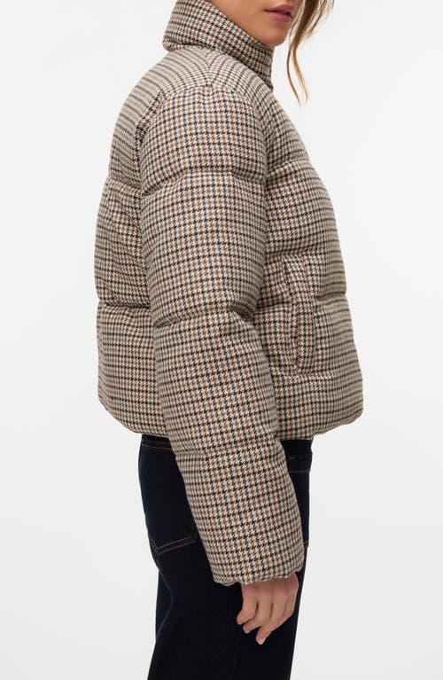 Vero Moda Lyon Short Houndstooth Puffer Jacket In Multi