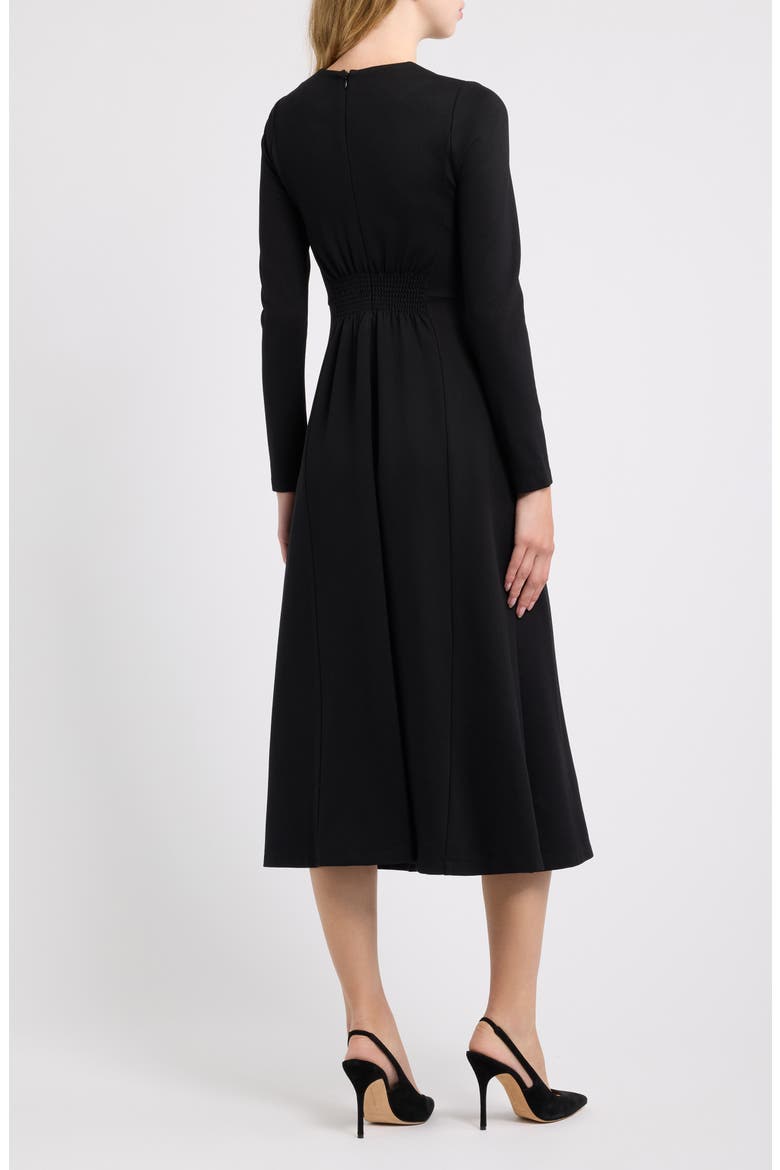 Long Sleeve Fit & Flare Midi Dress, Alternate, color, BLACK
