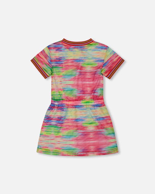 Deux Par Deux Little Girl's Short Sleeve Mesh Beach Dress Multicolored In Multicolored