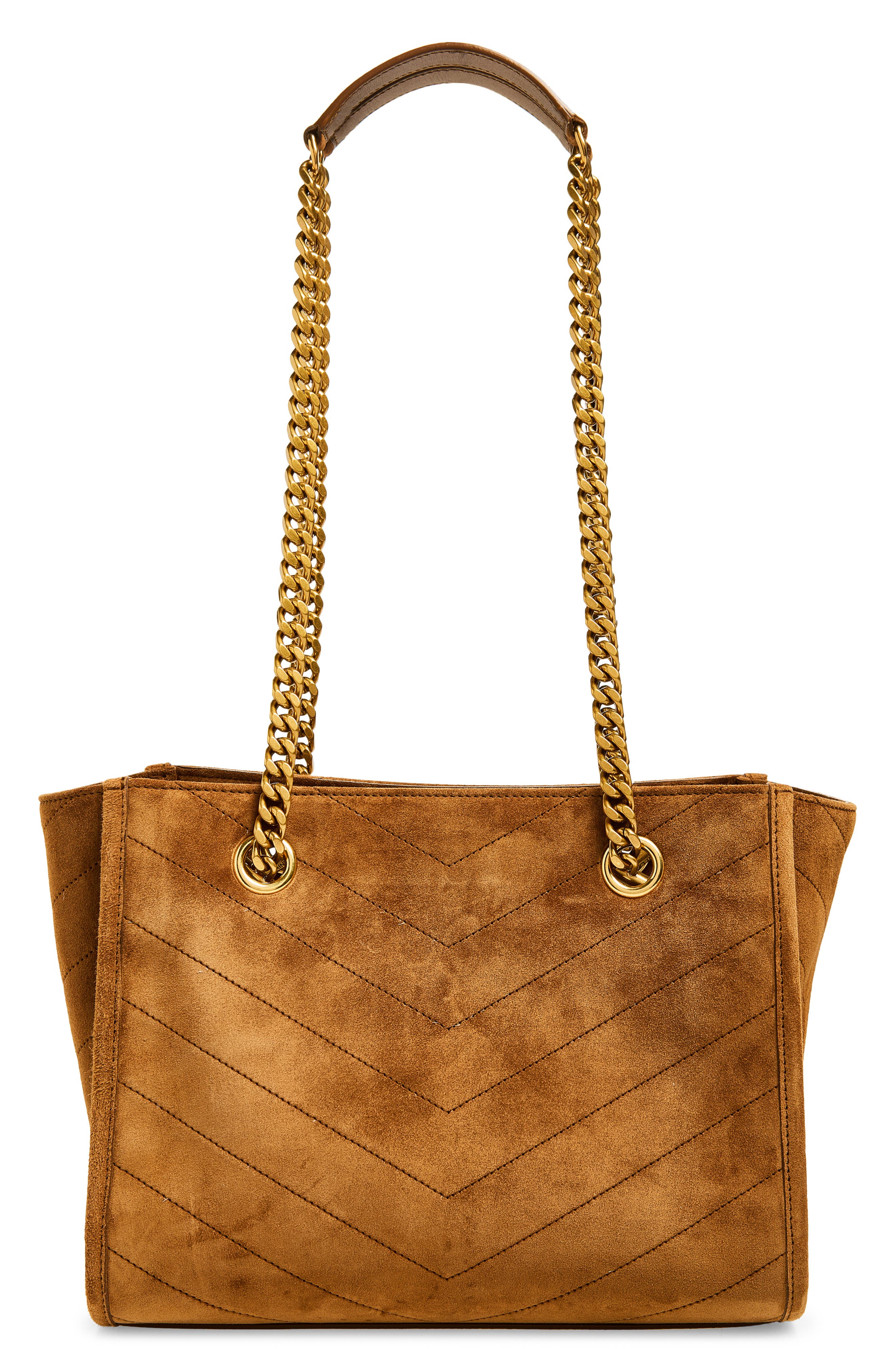 Small Niki Matelassé Suede Shopping Tote, Alternate, color, CARAMEL COGNAC
