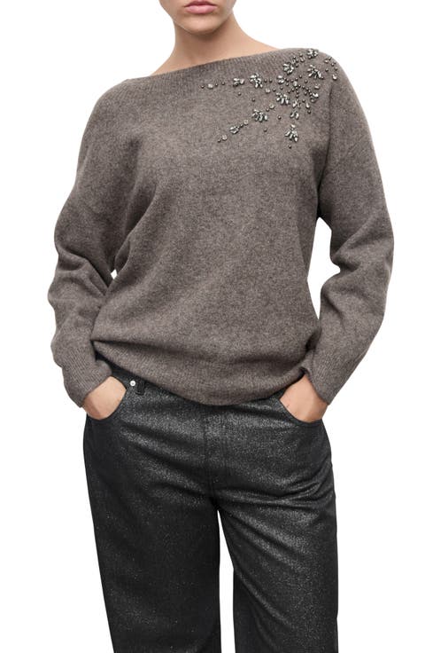 Crystal Detail Boat Neck Sweater (Regular & Plus)