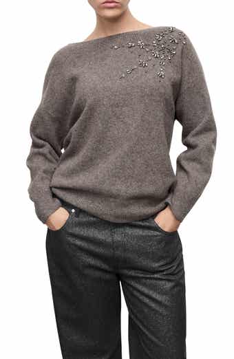 MANGO Crystal Detail Boat Neck Sweater