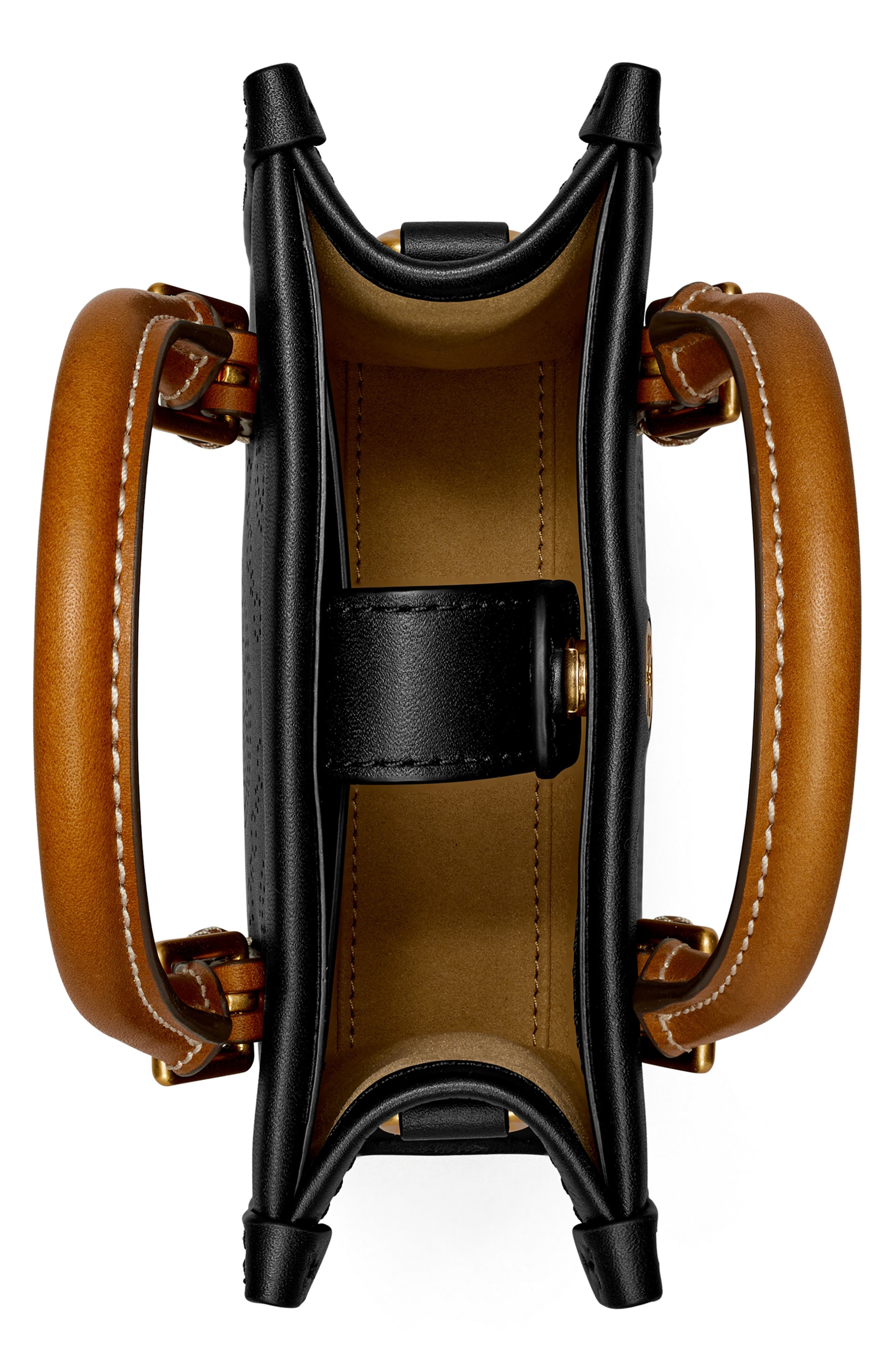 Tory Burch Mini T Monogram Perforated Leather Crossbody Tote, Alternate, color, 