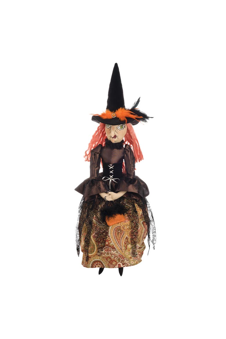 Elfreda Witch Halloween Joe Spencer Gathered Traditions Figurine, Main, color, Brown