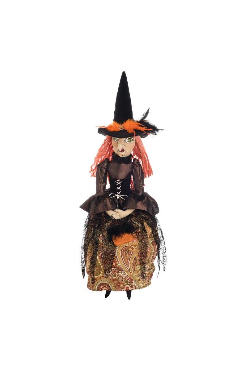Gallerie II Elfreda Witch Joe Spencer Gathered Traditions Halloween Art Doll Figure, Main, color, Brown