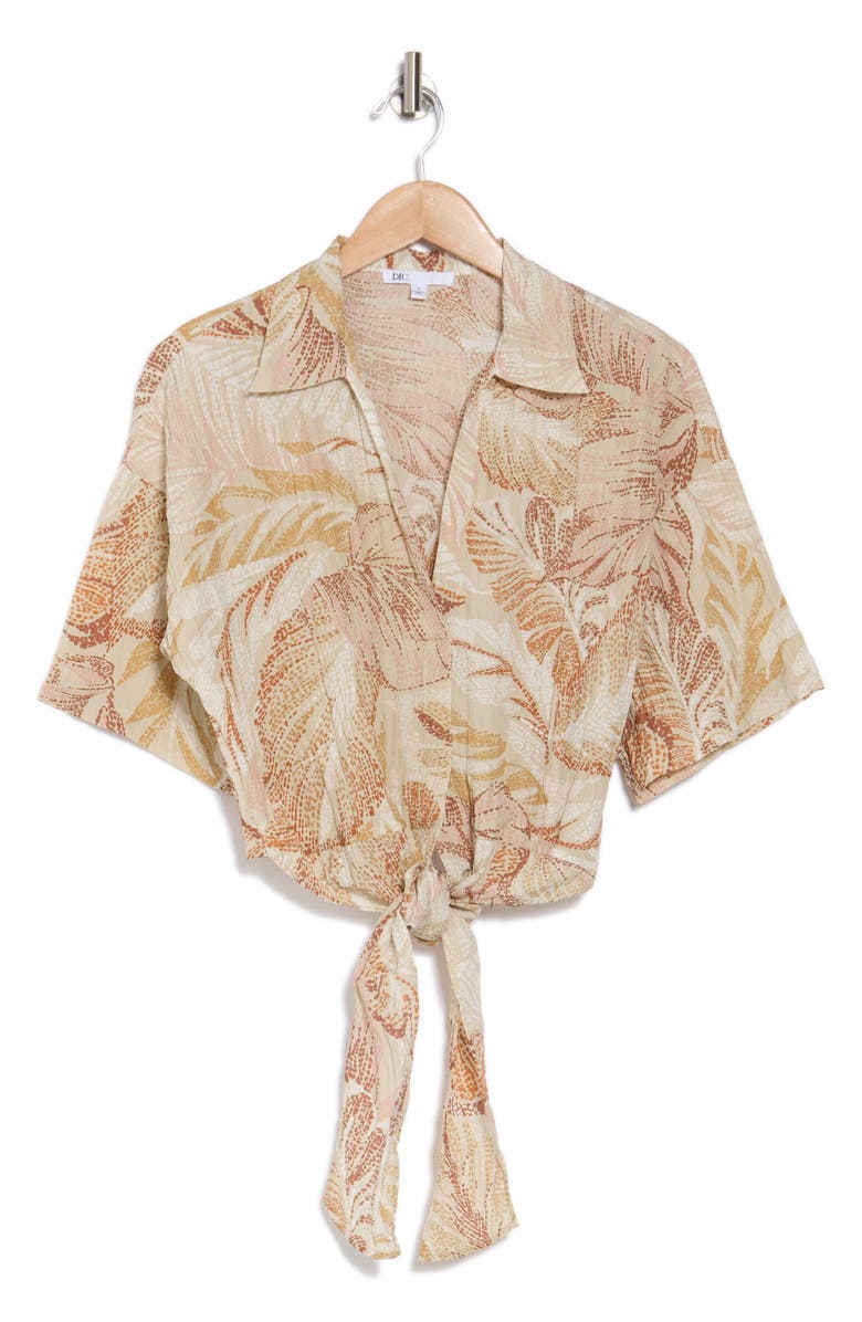 DR2 by Daniel Rainn Short Sleeve Tie Front Top, Alternate, color, Tan/ Blush